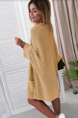 Oversized Fold Over Sleeve Sweater Cardigan