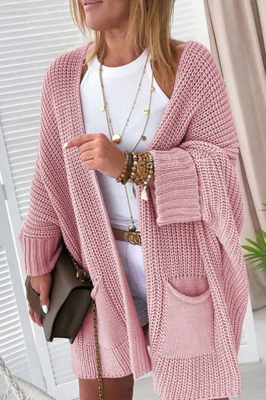 Oversized Fold Over Sleeve Sweater Cardigan