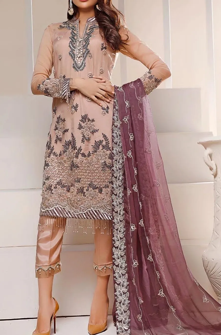 Pakistani designer wear in lavish embroidered work and colors # P2470