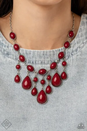 Paparazzi - Mediterranean Mystery - Red  Necklace