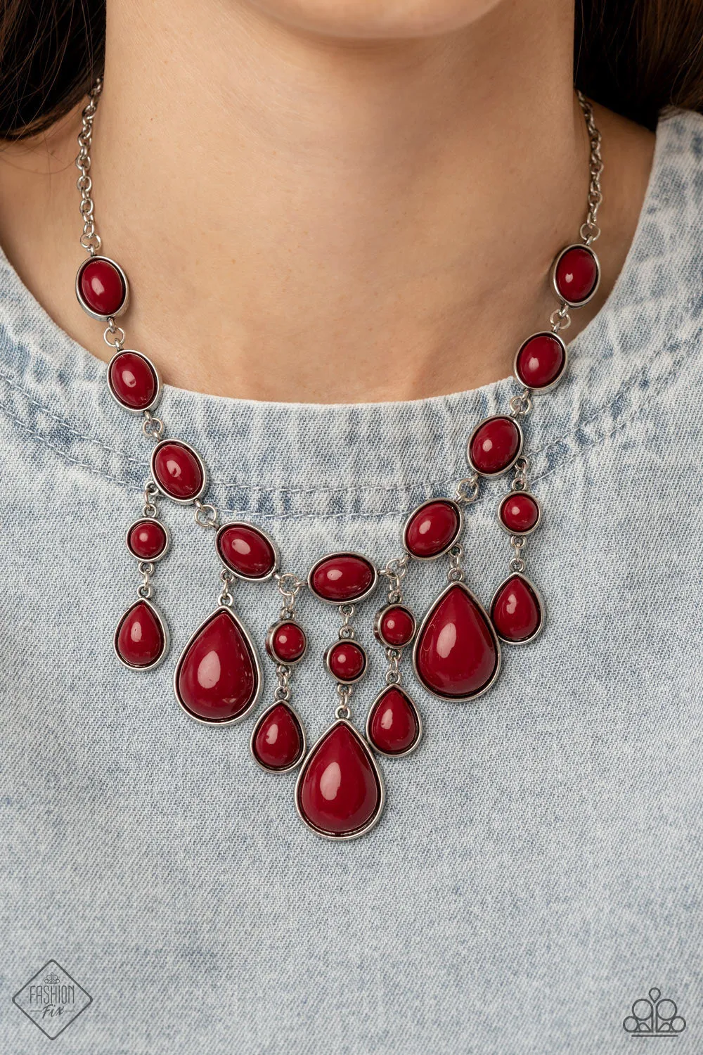 Paparazzi - Mediterranean Mystery - Red  Necklace