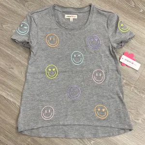 Paper Flower Smily Face Embroidery Top