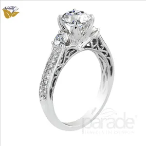 Parade Design 1/2 Ctw Diamond Semi-Mount Ring in 18K White Gold