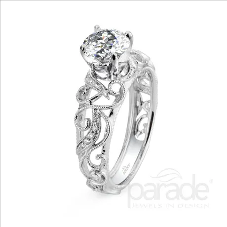 Parade Design 1/20 Ctw Diamond Semi-Mount Ring in 18K White Gold
