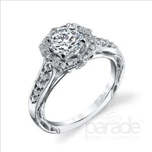 Parade Design 1/3 Ctw Diamond Semi-Mount Ring in 18K White Gold