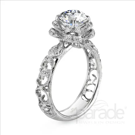 Parade Design 1/4 Ctw Diamond Semi-Mount Ring in 18K White Gold