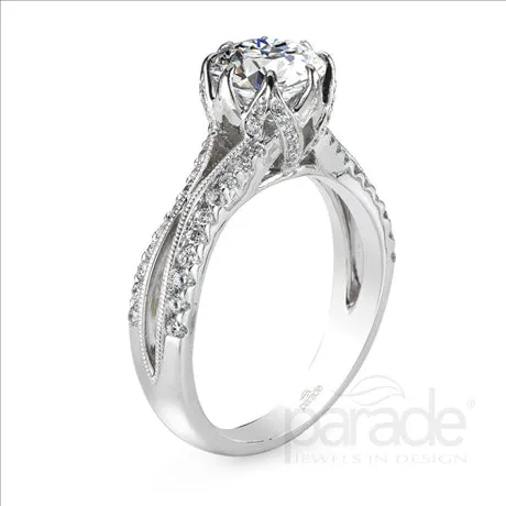 Parade Design 3/8 Ctw Diamond Semi-Mount Ring in 18K White Gold