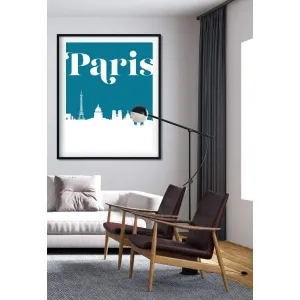 Paris, France retro inspired city skyline