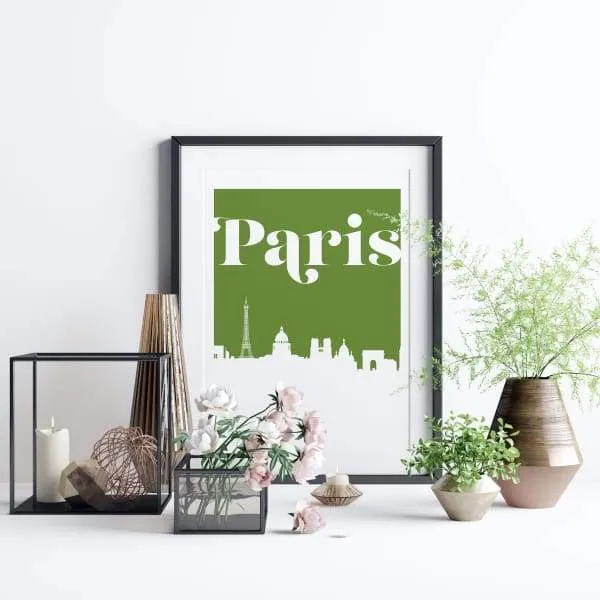 Paris, France retro inspired city skyline