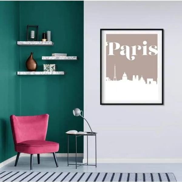 Paris, France retro inspired city skyline