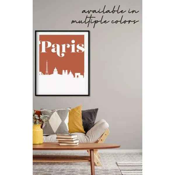 Paris, France retro inspired city skyline