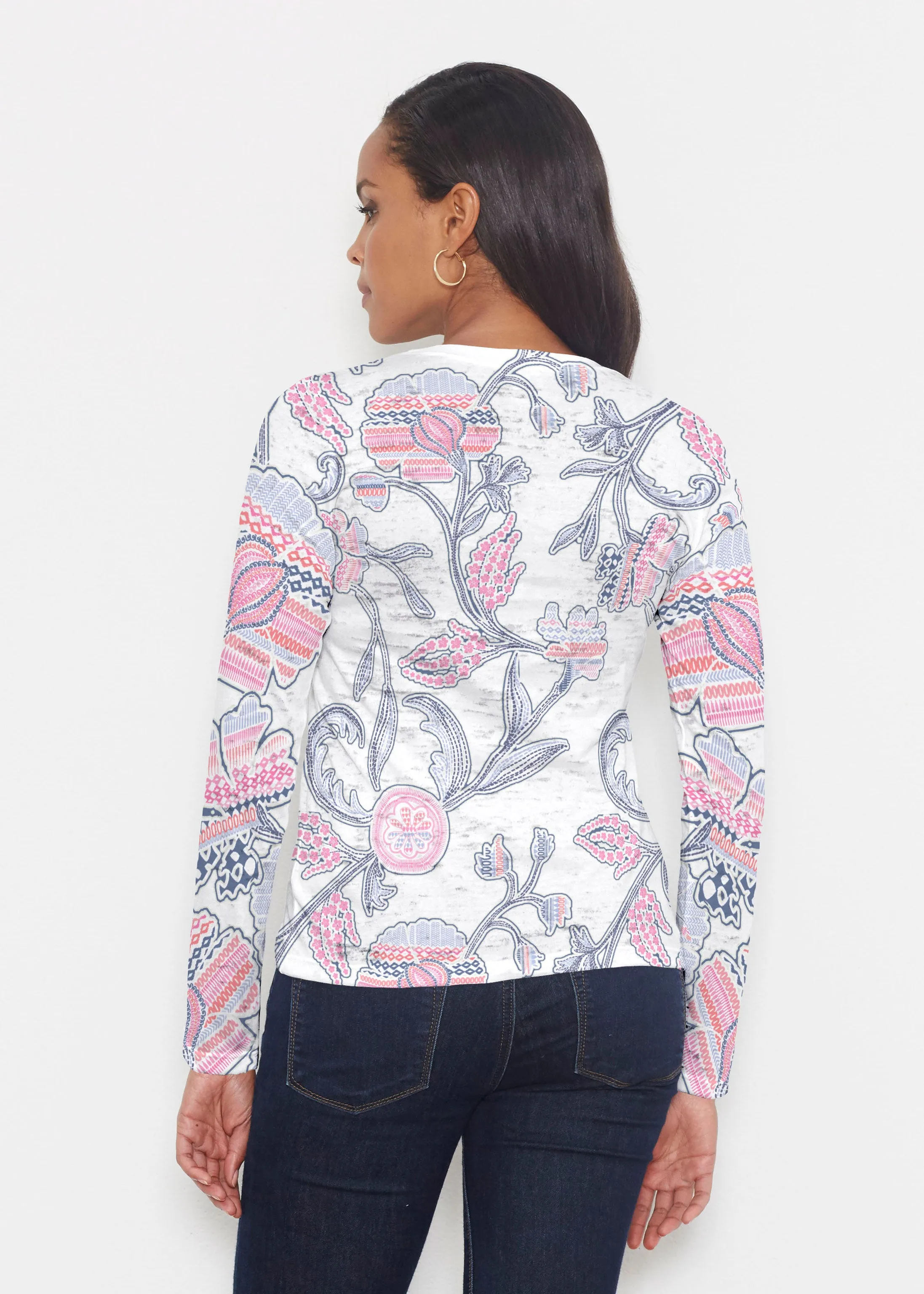 Patterns at Play Pink (7839) ~ Signature Long Sleeve Crew Shirt