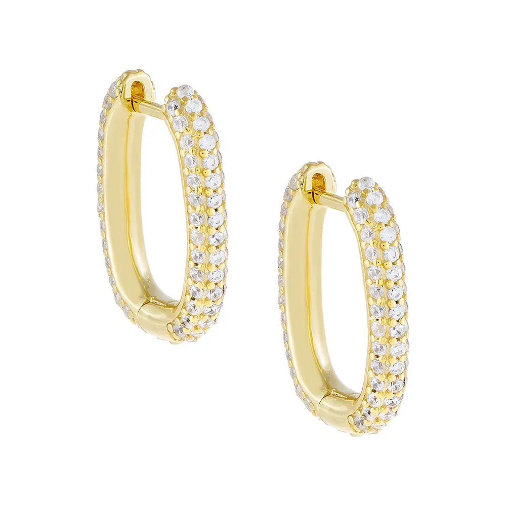 Pavé Oval Huggie Earring
