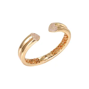 Pave Heart Open Claw Bangle Bracelet