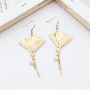 Pearl & 18K Gold-Plated Fan Drop Earrings
