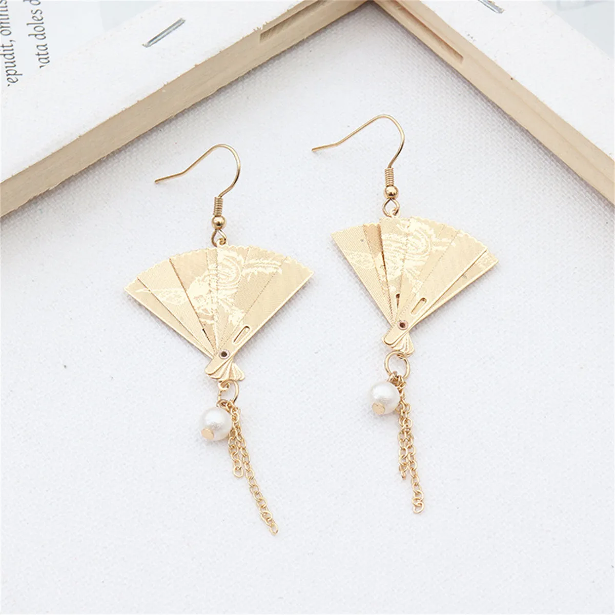 Pearl & 18K Gold-Plated Fan Drop Earrings