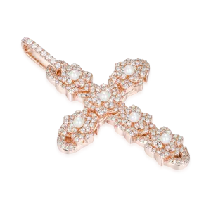 Pearl Rose Cross Pendant