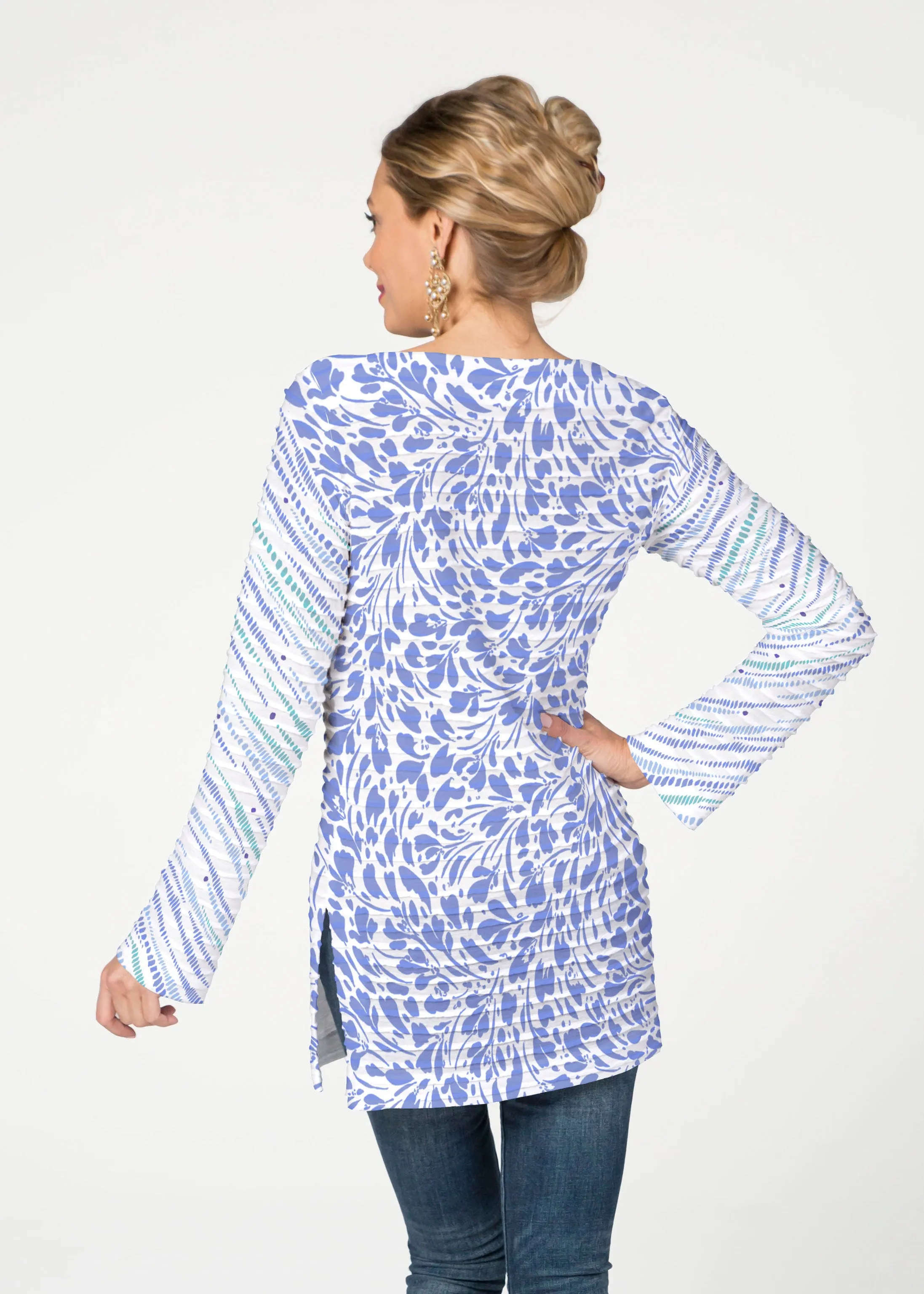 Pebble Dots (7922) ~ Banded Boatneck Tunic