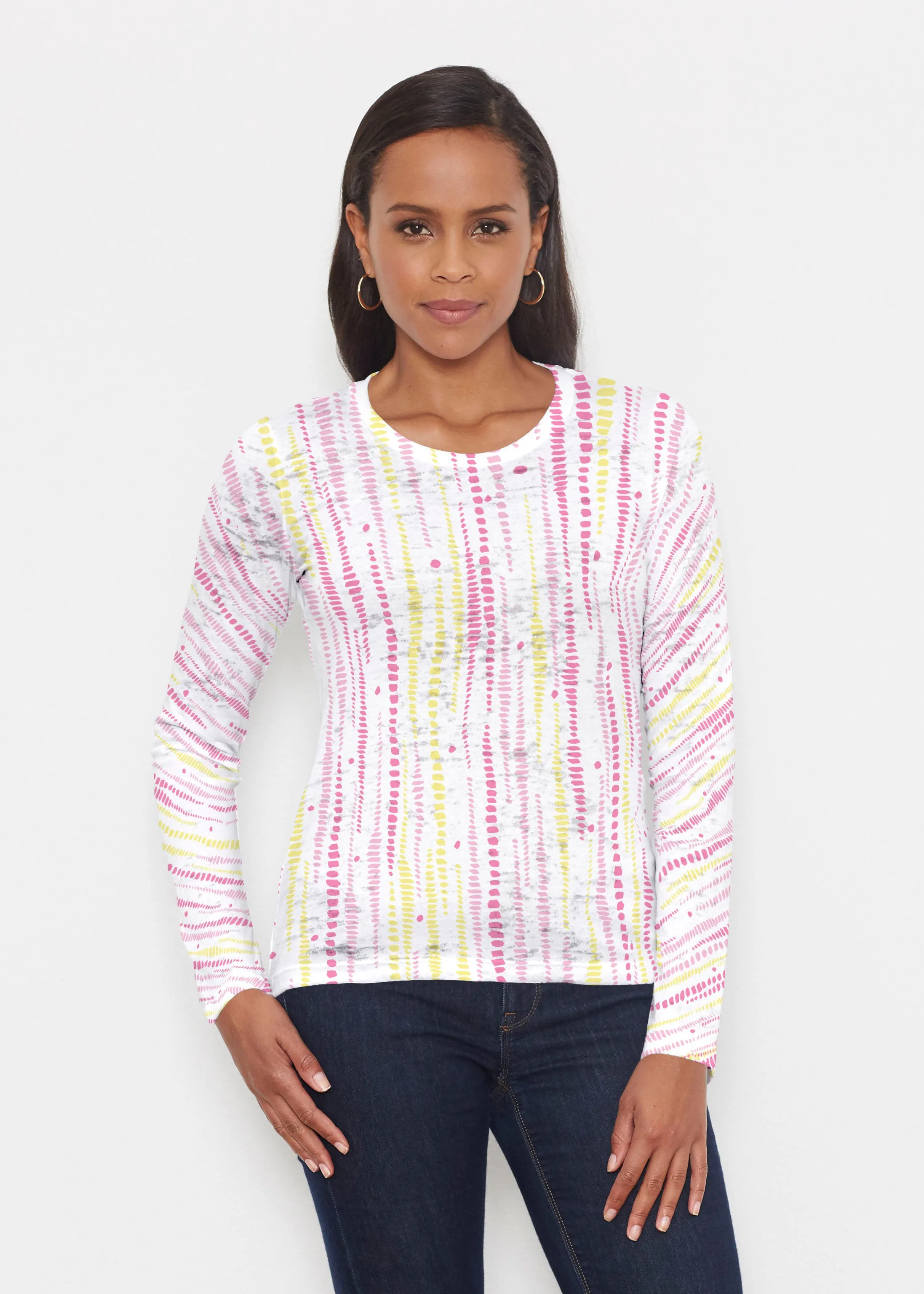 Pebble Dots Pink (7938) ~ Signature Long Sleeve Crew Shirt