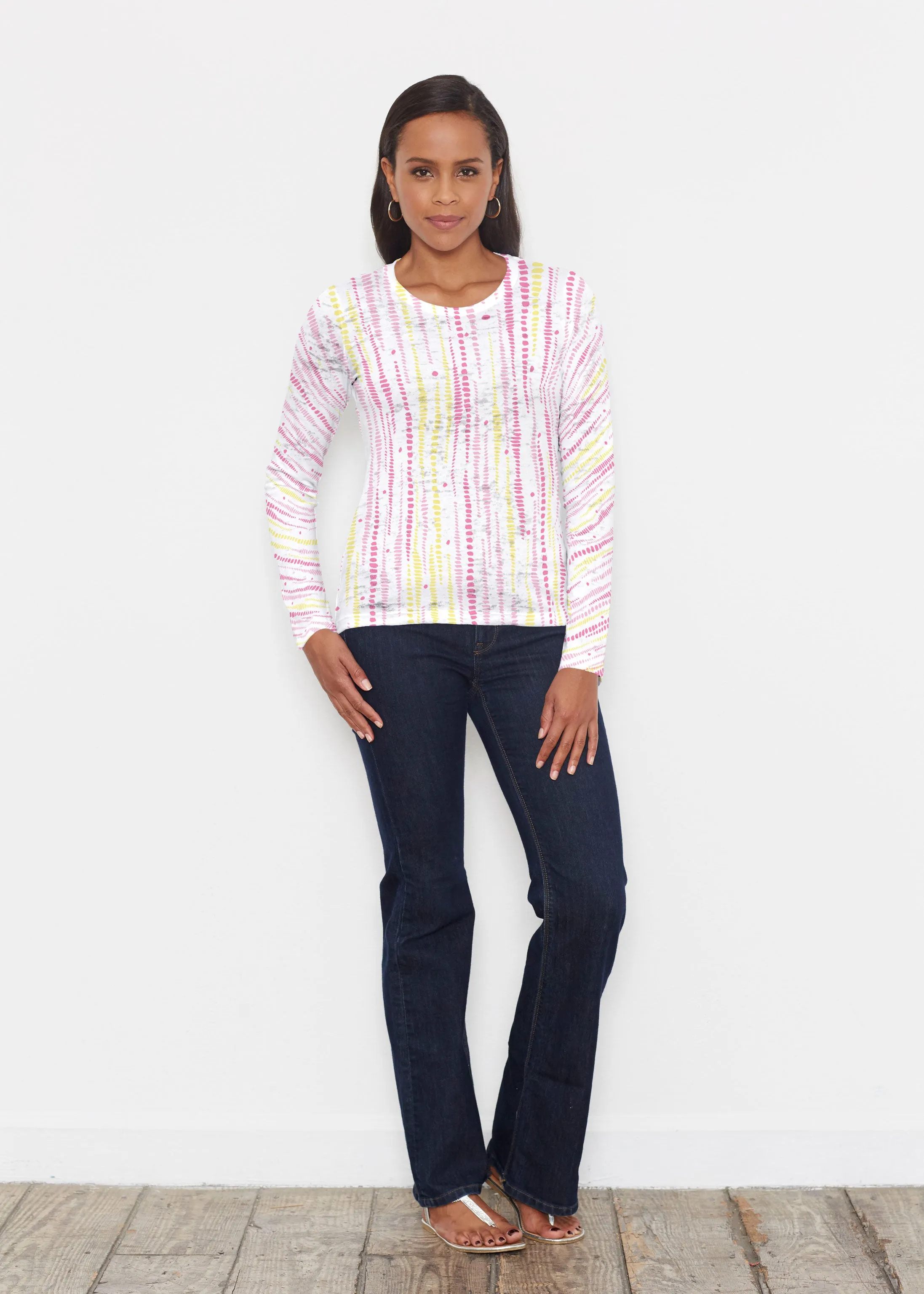 Pebble Dots Pink (7938) ~ Signature Long Sleeve Crew Shirt