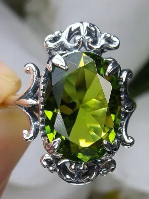 Peridot Ring, Oval Gem, Gothic Vintage Style Jewelry, #D84