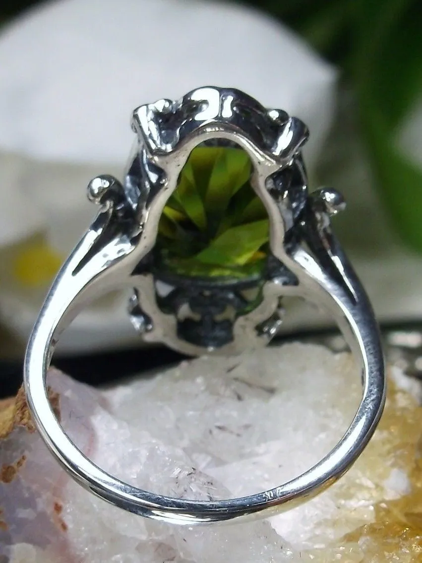 Peridot Ring, Oval Gem, Gothic Vintage Style Jewelry, #D84