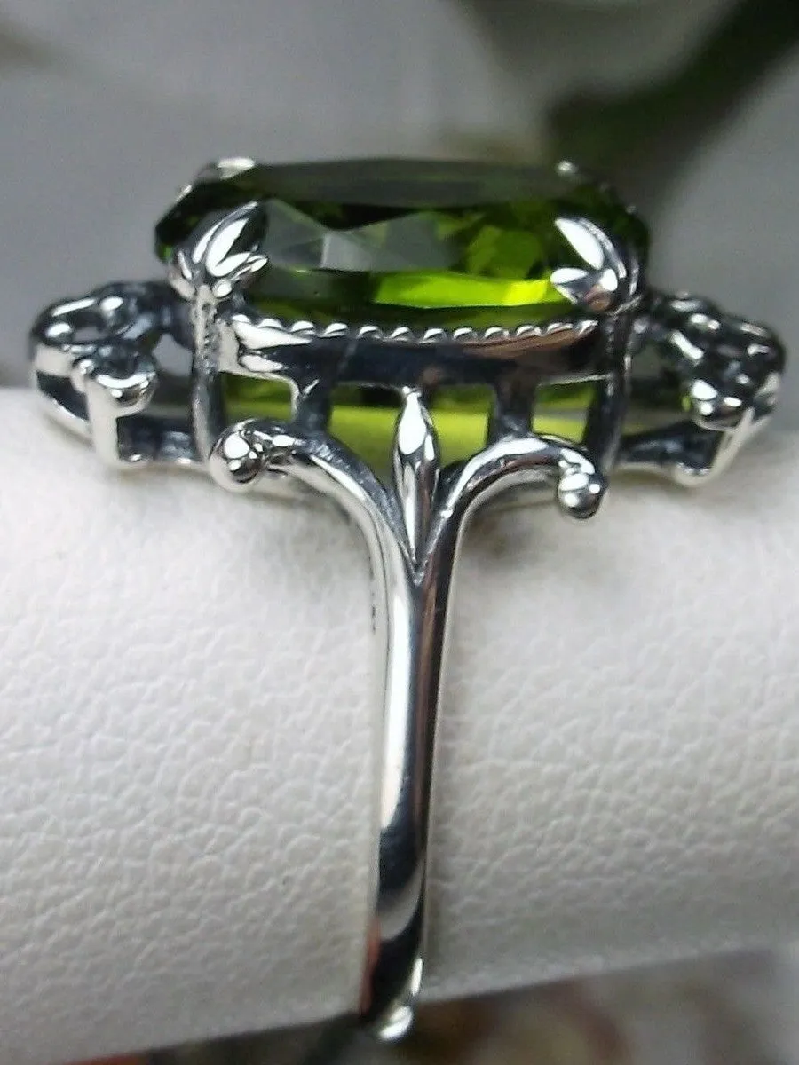 Peridot Ring, Oval Gem, Gothic Vintage Style Jewelry, #D84