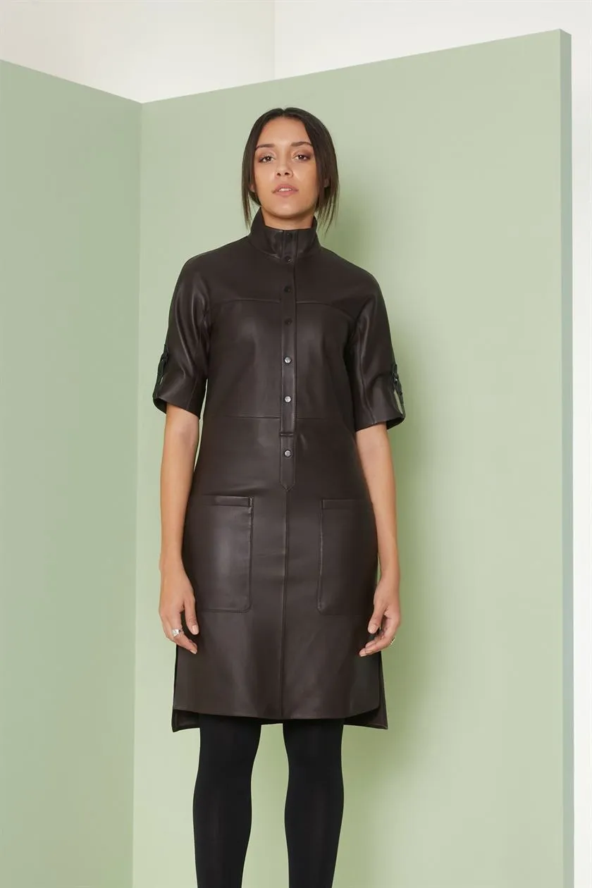 Perona   I   Womens-Outerweareather Dress-Nala-Pma-Fv21-7917-Dark Brown  AS7900