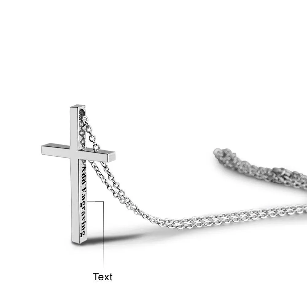 Personalized Unisex Stainless Steel Necklace with Engrave Name Cross Pendant