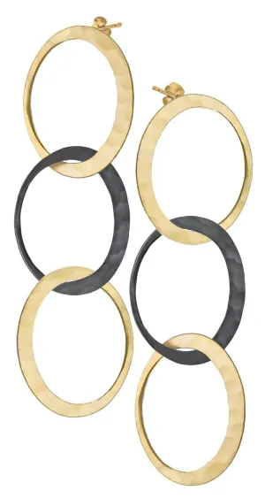 Petite Eclipse Two-Tone 3-Drop Earrings