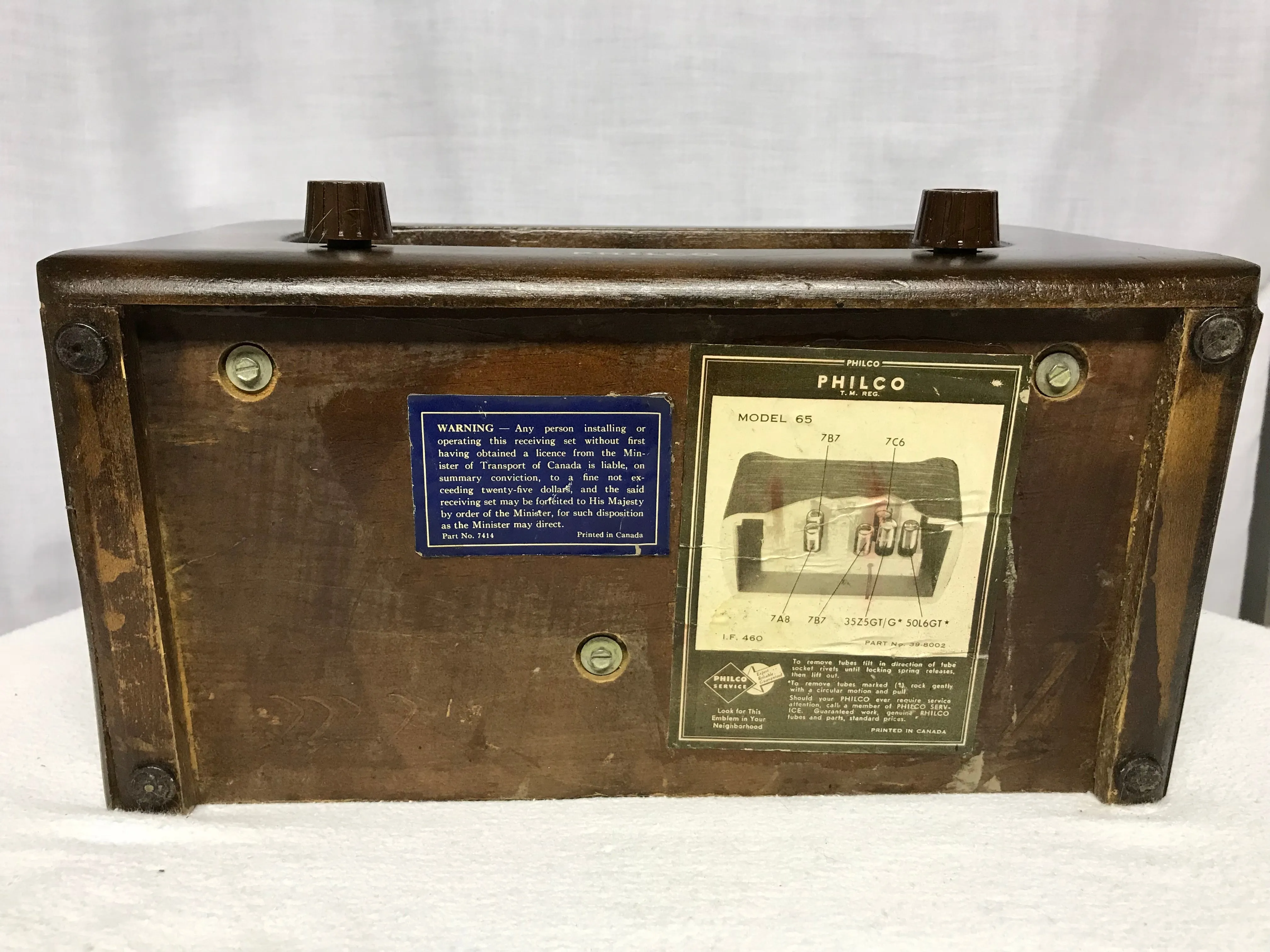 Philco 1946 model 65 Tube Radio With Bluetooth input.