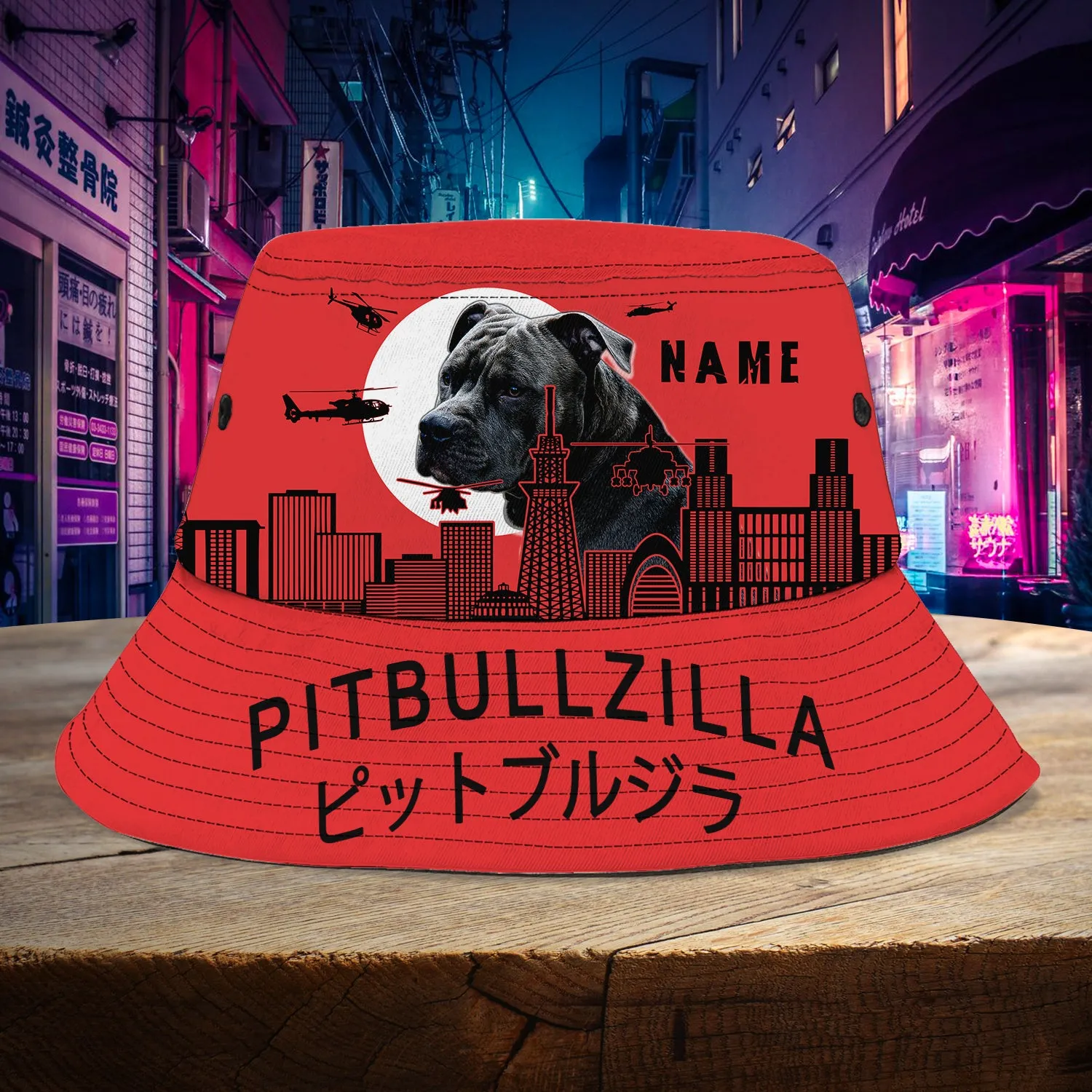 Pitbullzilla-Custom Bucket Hat - Loop - T2k-190