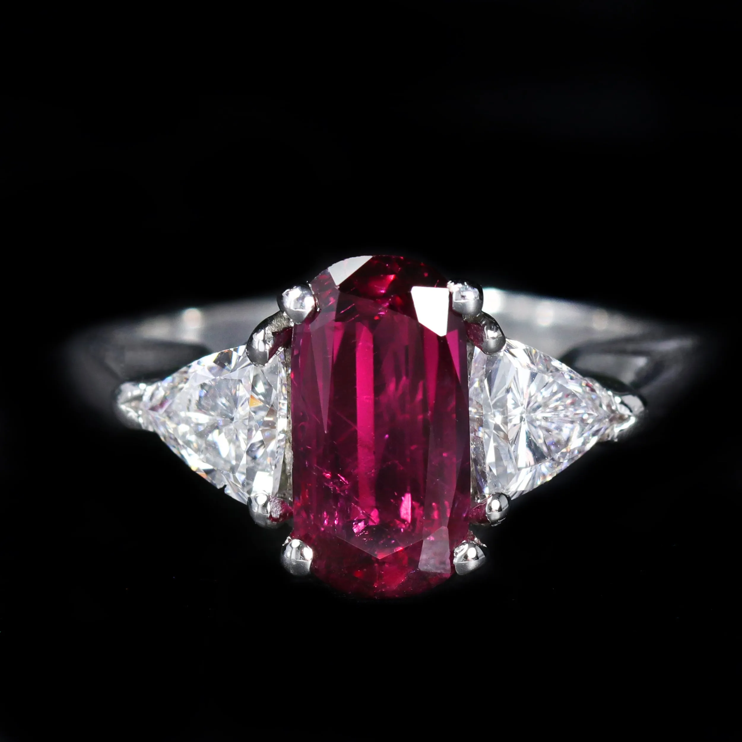 Platinum GIA 2.45 Carat Ruby and Diamond Ring