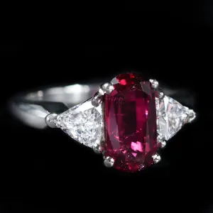 Platinum GIA 2.45 Carat Ruby and Diamond Ring