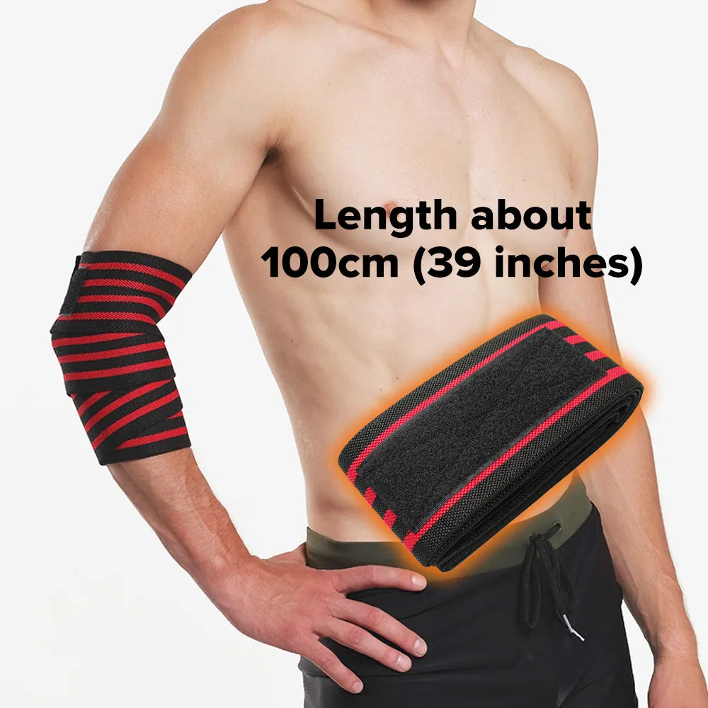 Premium Elbow Strap Bandage for Weightlifting & Fitness – 100cm Long Breathable Support Brace for Gym, Bench Press, Sports Injury Protection