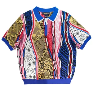 Prestige Men's Royal Blue Knit Zipper Polo Shirt