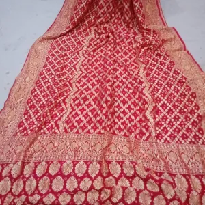 Pure Banarasi Khaddi Chiffon Georgette bandhini print Saree