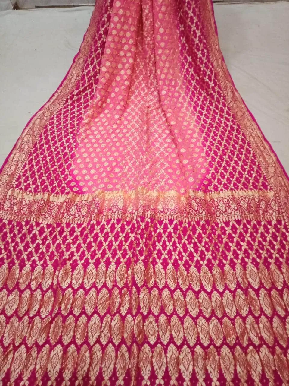 Pure Banarasi Khaddi Chiffon Georgette bandhini print Saree