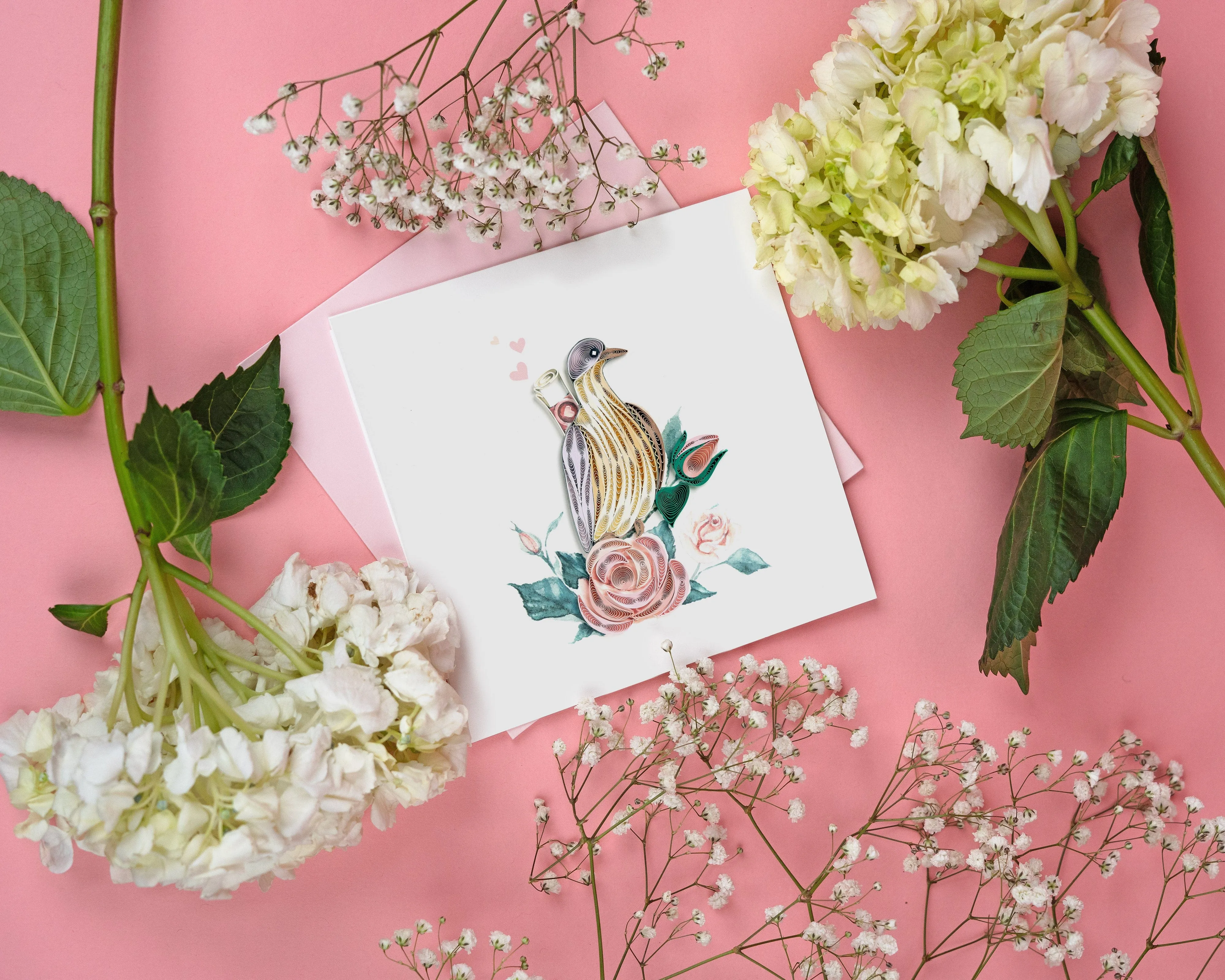 Quilled Carrier Pigeon Love Letter Greeting Card