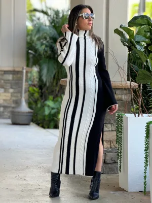 "Betina" High Neck Long Sleeve Sweater Dress.