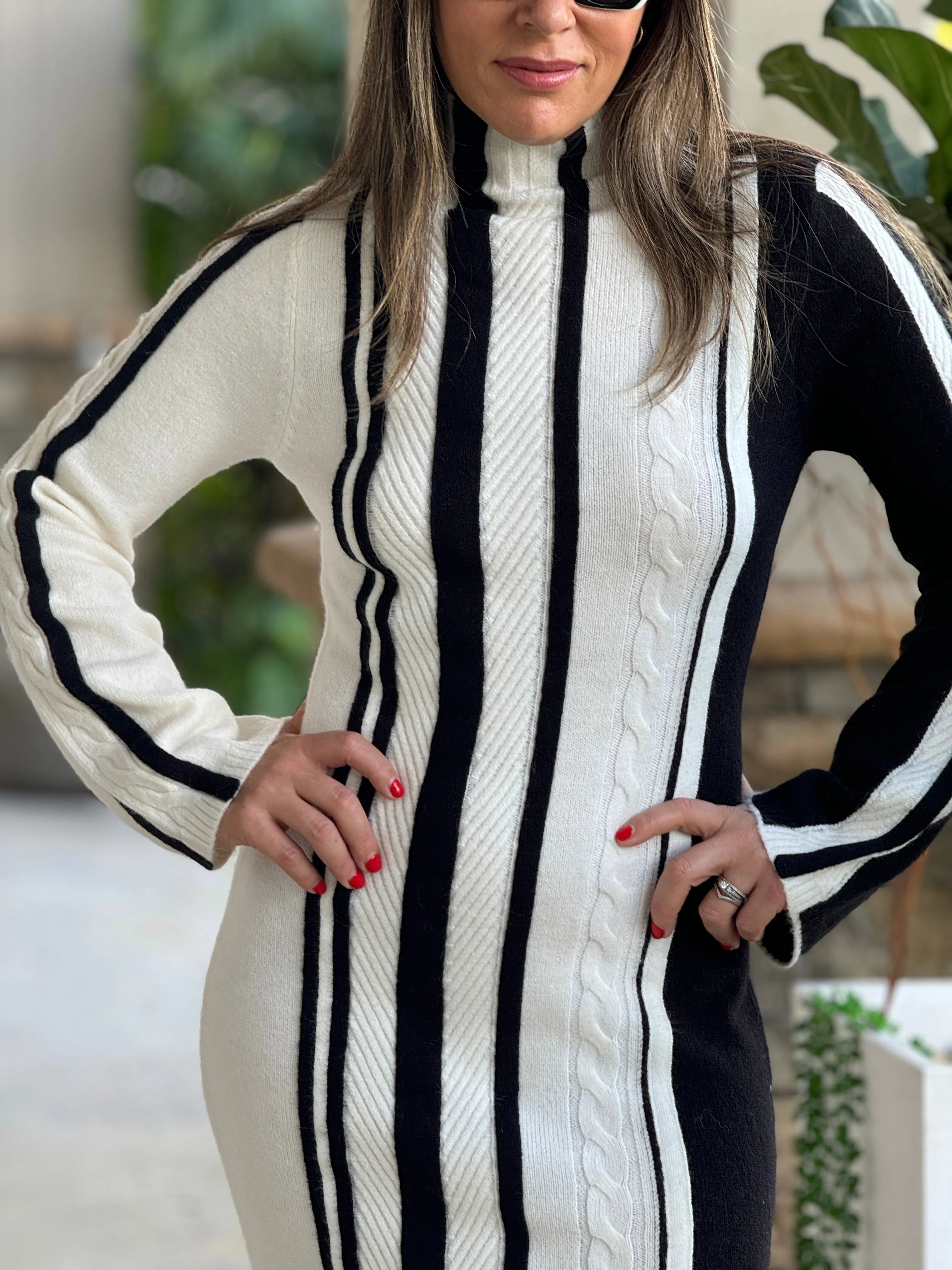 "Betina" High Neck Long Sleeve Sweater Dress.