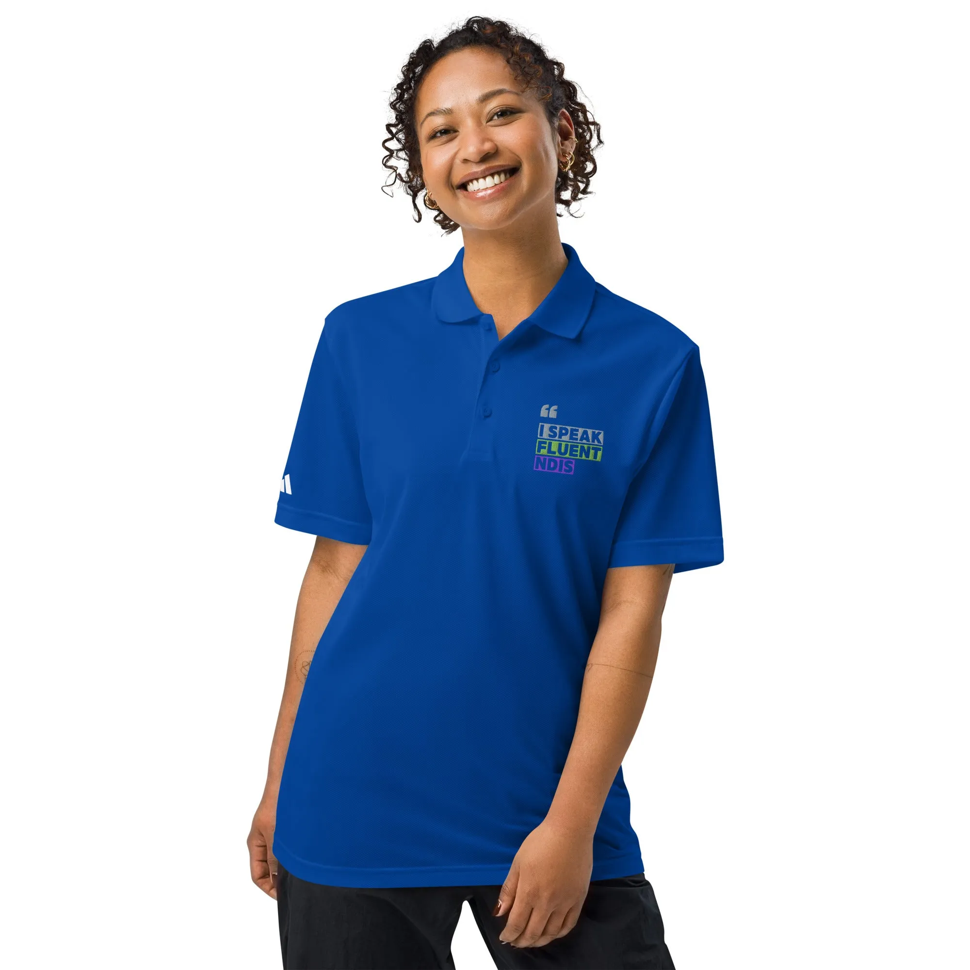 "I Speak Fluent NDIS" Adidas Polo – Professional Wear for Disability & Advocacy Professionals