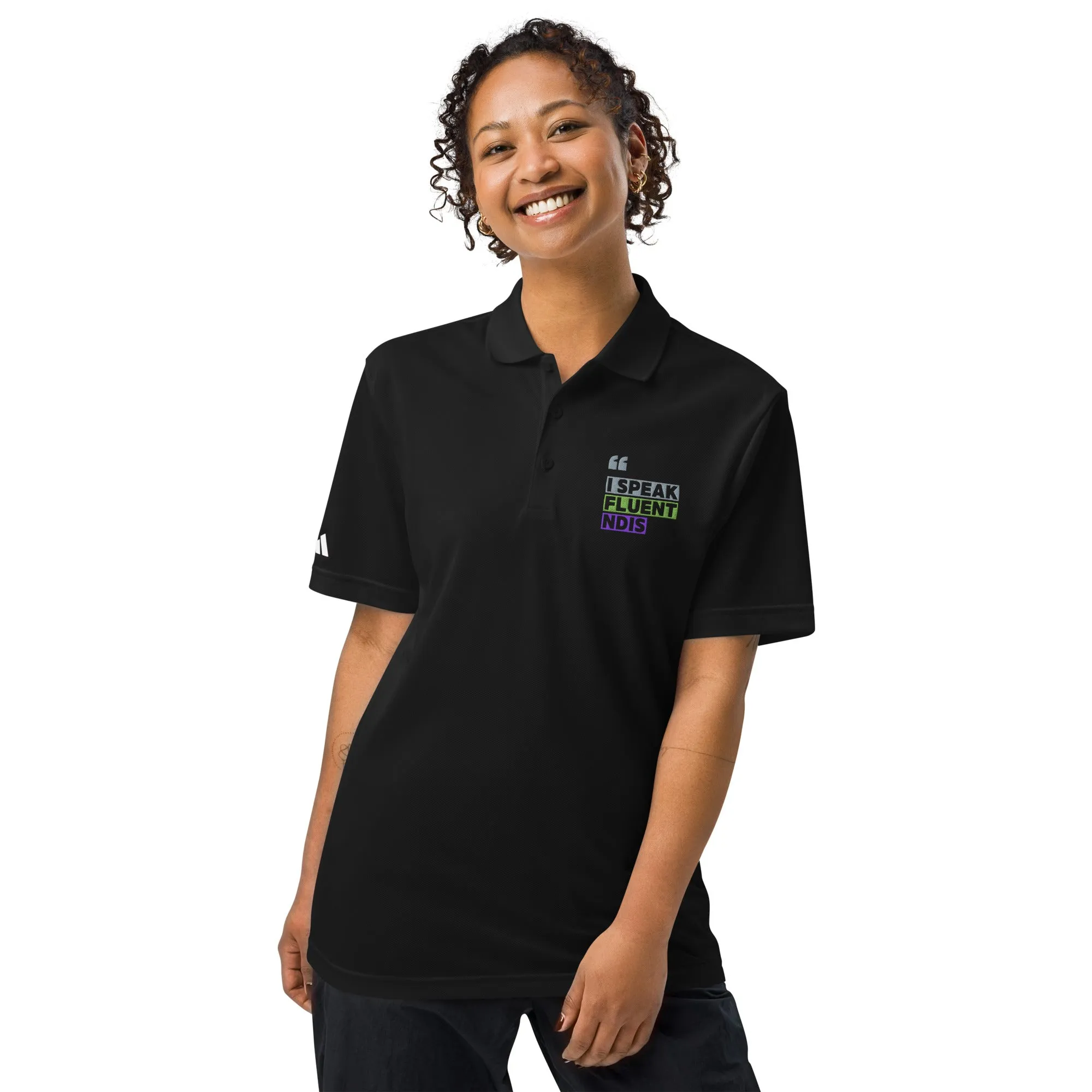 "I Speak Fluent NDIS" Adidas Polo – Professional Wear for Disability & Advocacy Professionals