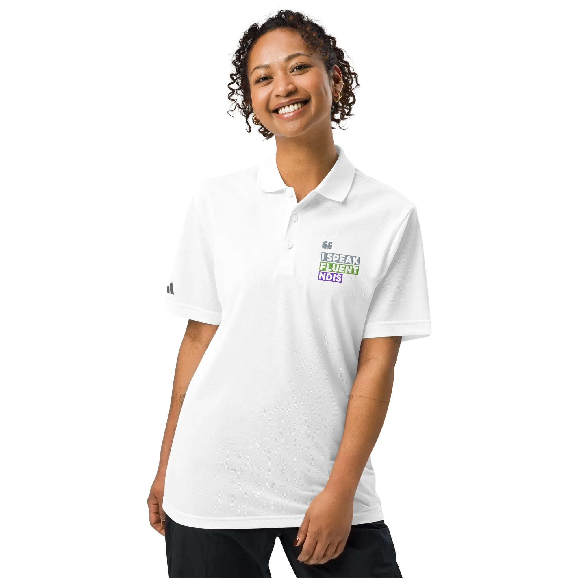 "I Speak Fluent NDIS" Adidas Polo – Professional Wear for Disability & Advocacy Professionals