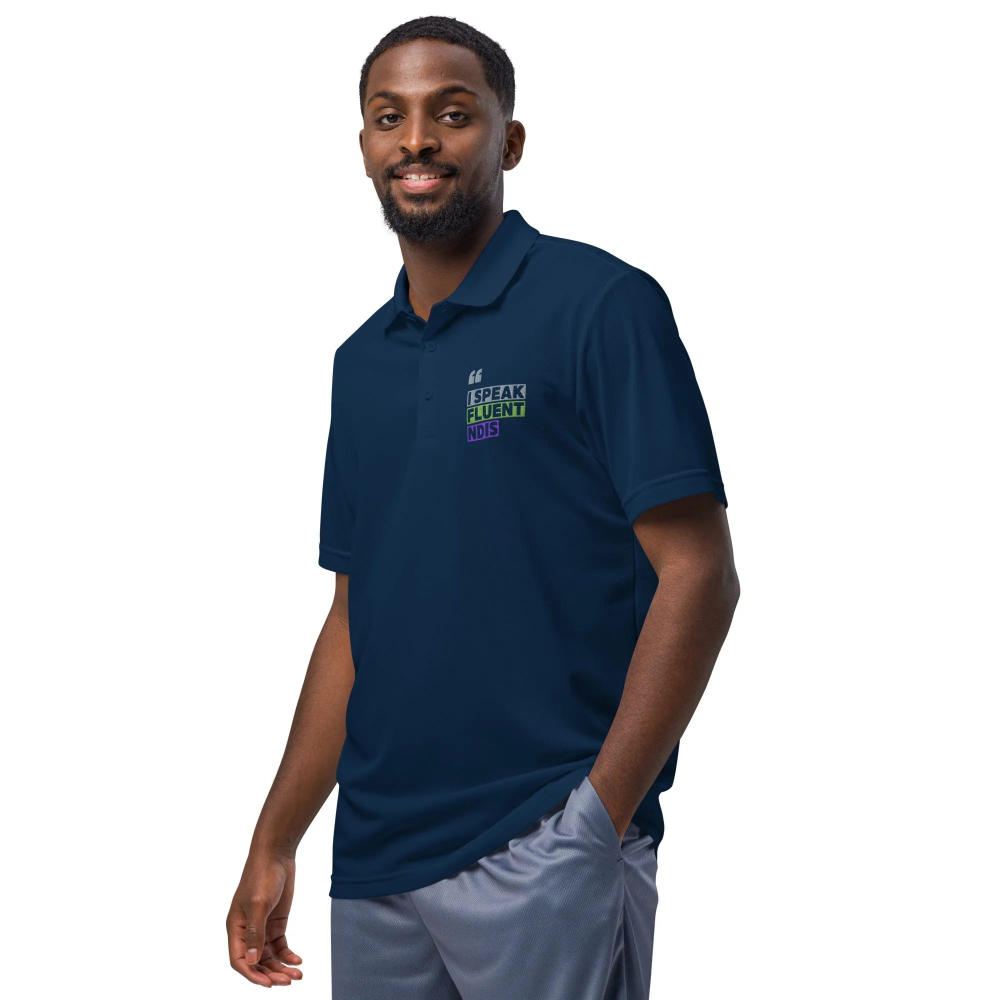 "I Speak Fluent NDIS" Adidas Polo – Professional Wear for Disability & Advocacy Professionals