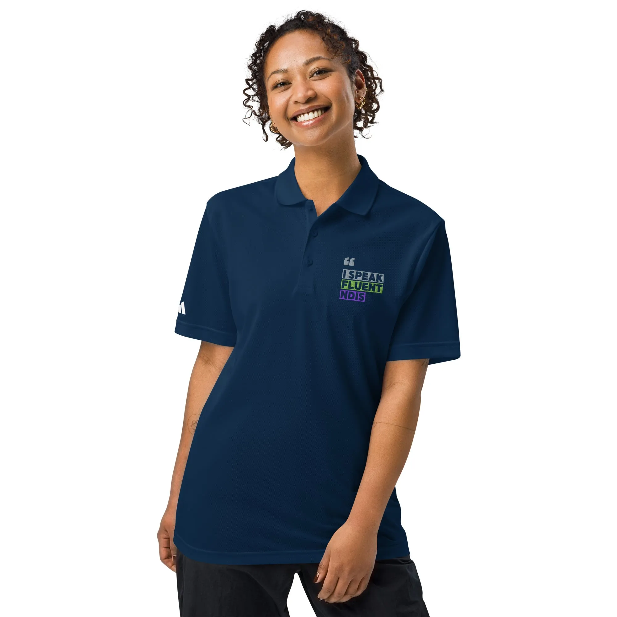 "I Speak Fluent NDIS" Adidas Polo – Professional Wear for Disability & Advocacy Professionals