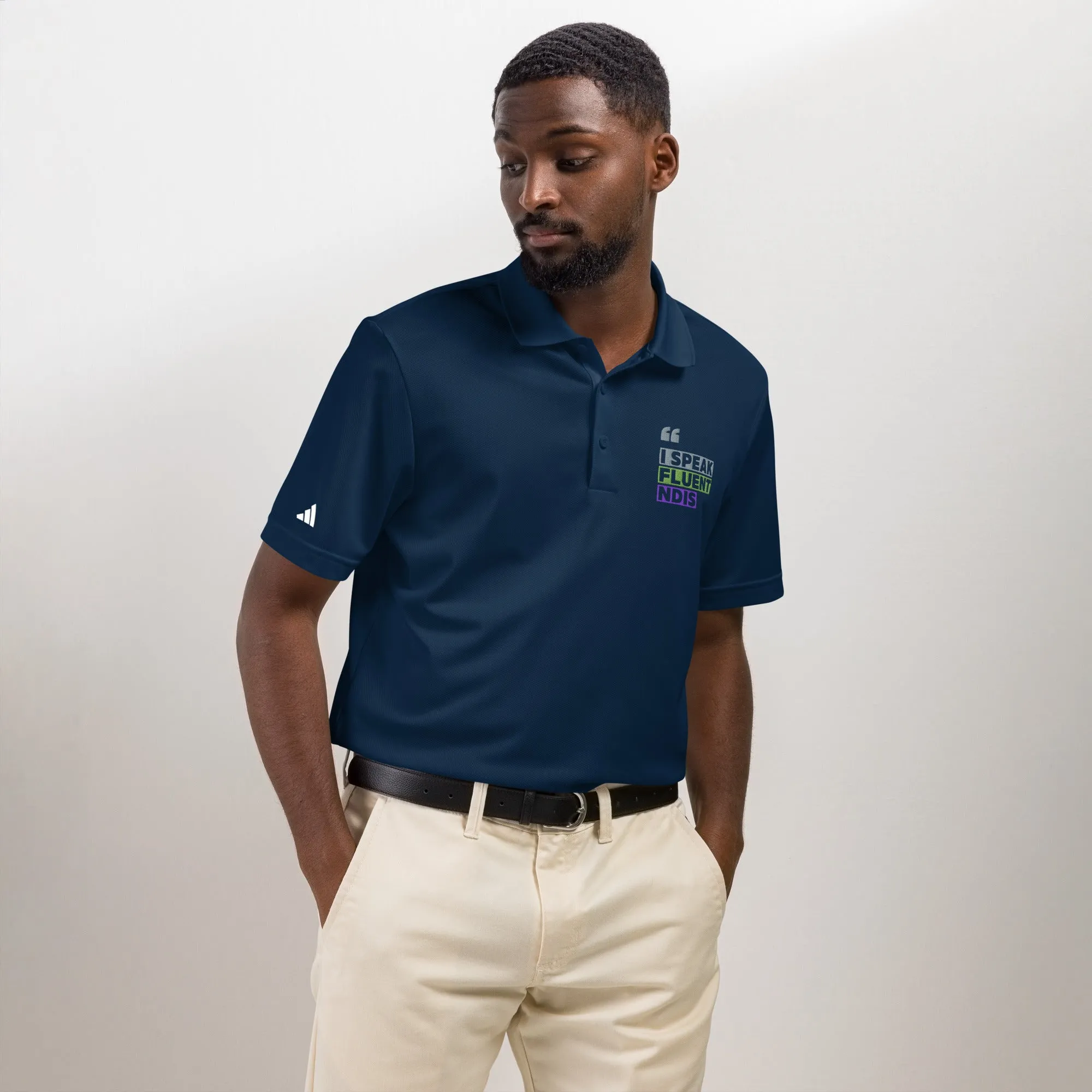"I Speak Fluent NDIS" Adidas Polo – Professional Wear for Disability & Advocacy Professionals