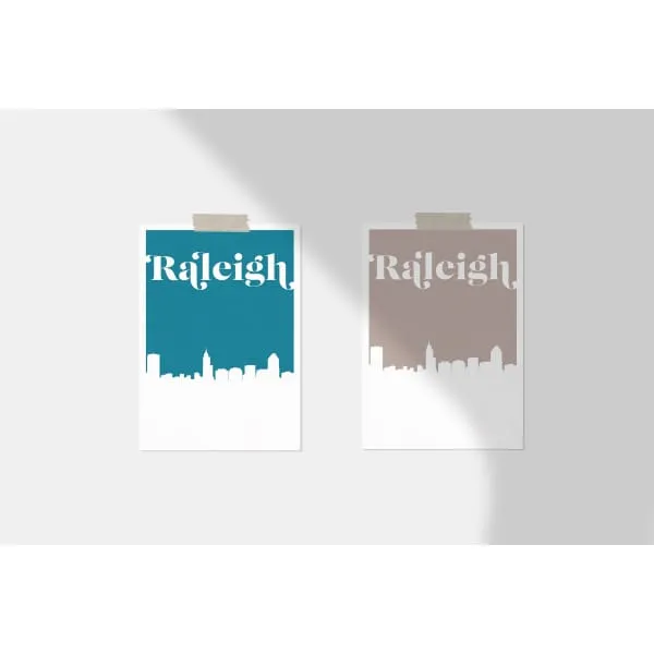 Raleigh, North Carolina retro inspired city skyline
