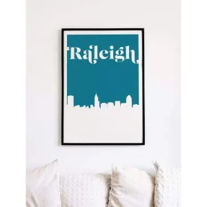 Raleigh, North Carolina retro inspired city skyline