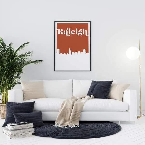 Raleigh, North Carolina retro inspired city skyline
